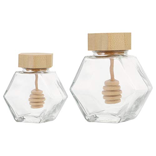 Mikinona 2 Piezas Botella de vidrio cubierta de madera frasco sellado pequeños tarros de albañil con tapas envase atasco hornada recipientes de vidrio tarros de miel transparentes corcho