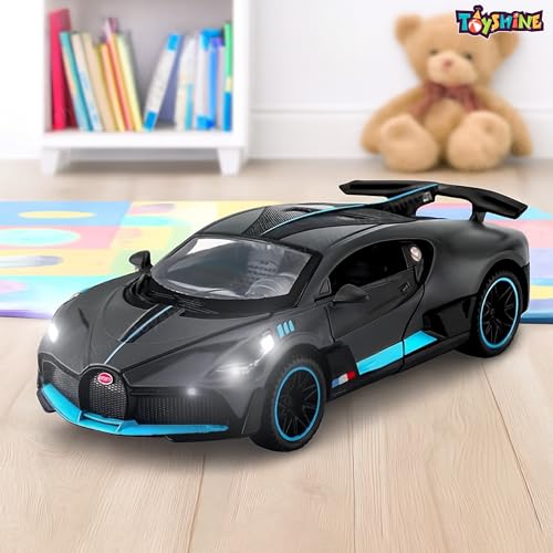 Image of Toyshine 1:32 Scale Die Super Fast Racing Model Car with Music and Lights Along with Pull Back Function Opening Doors Feature for Kids Boy Girl 3+, Black