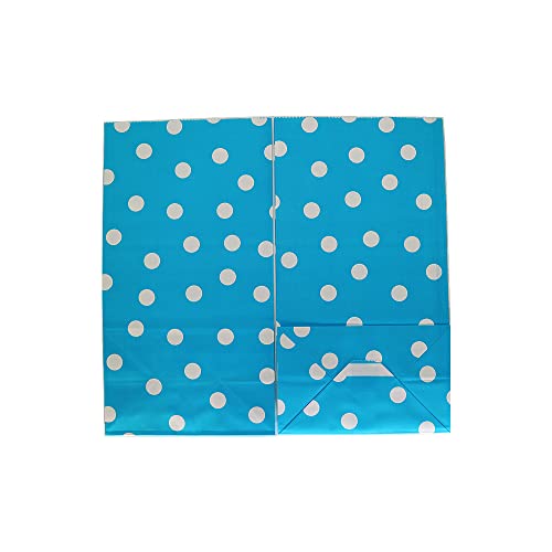 Emaan Baby Blue Polka Dot Party Gift Paper Bags 5.1 X 3.1 X 9.4 Inch Lunch Kraft Paper Bags For Birthday Wedding Baby Shower Halloween Christmas Party (24 Count) #TOP3