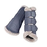 Glitter-Multilayer-Meshmaterial dämpfend und druckverteilend robuste Streichschutzzone mit PU-Einlage und Prägung angenehme FauxFur Einfassung elastische Klettverschlüsse mit Logo-Prägung für optimale Anpassung Eskadron