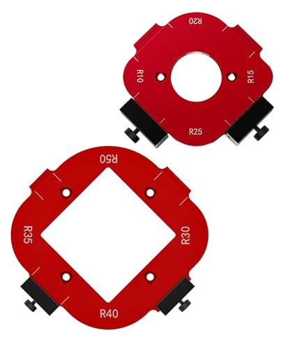 2 Stück 4 in 1 Radius Frässchablone, Aluminium Eckradius Frässchablonen für Oberfräse R10 R15 R20 R25 R30 R35 R40 R50 Radius Router Templates für Holzbearbeitung Tisch Ecke Winkel Locator