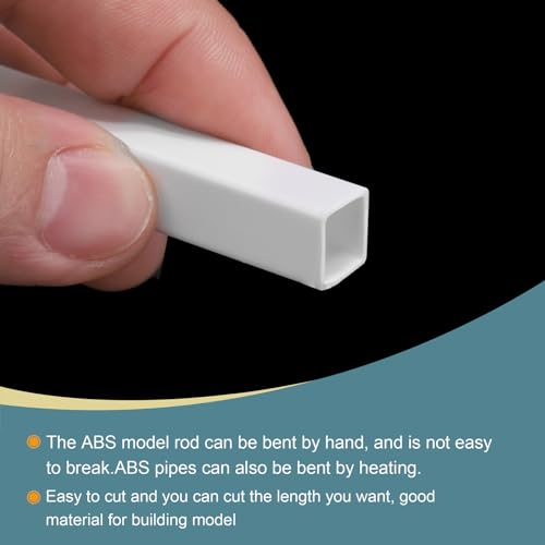 Image of MECCANIXITY 5pcs 20 inch Plastic Model Tube ABS Solid Square Bar 0.4 inchx0.4 inch White Easy Processing for Architectural Model Making DIY