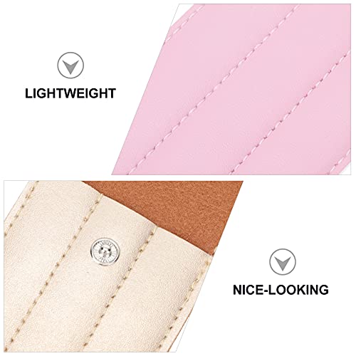 Beaupretty 4 peças de estojo de couro de poliuretano, tesoura, escova de cílios, lâminas de sobrance