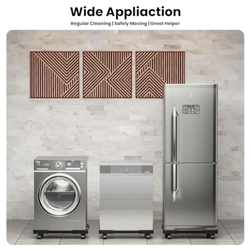Image of Dillard's Adjustable Metal Washing Machine Trolley Stand, Black, Universal Mobile Base with Anti-Vibration Grips, Wheels for Front Load, Top Load Machines, Fridge, Dishwasher Stand, etc.
