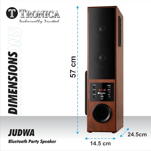Image of TRONICA Premium Series JUDWAA 5.0 Bluetooth Tower Home Theater, 100W Output, Pair of 24-Inch Speakers with 6-Inch Woofer, Remote, FM /USB /AUX /TV /Mobile /MIC Support