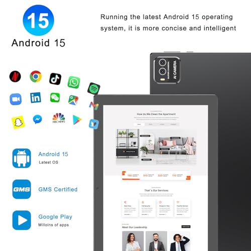 Image of 2 in 1 Tablet 10 Inch Android 15 Tablets with Keyboard 64GB ROM 8GB RAM Support 1TB expansion 10.1 inch Tablet include Mouse Case Stylus Tab 8MP+2MP Cameras 6000mAh Battery Bluetooth Wifi6 Android Tableta