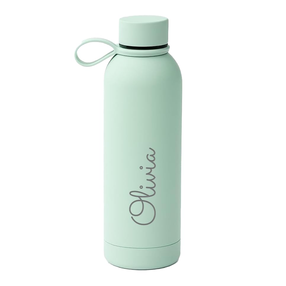 Engraved Personalised Water Bottle 500 ml, Mint, Vacuum Flask