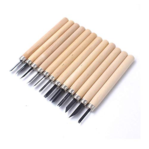 ECOTECA Art Wood Carving Set Chisels Knife Woodcut Working Hand Tool of 12 Pieces