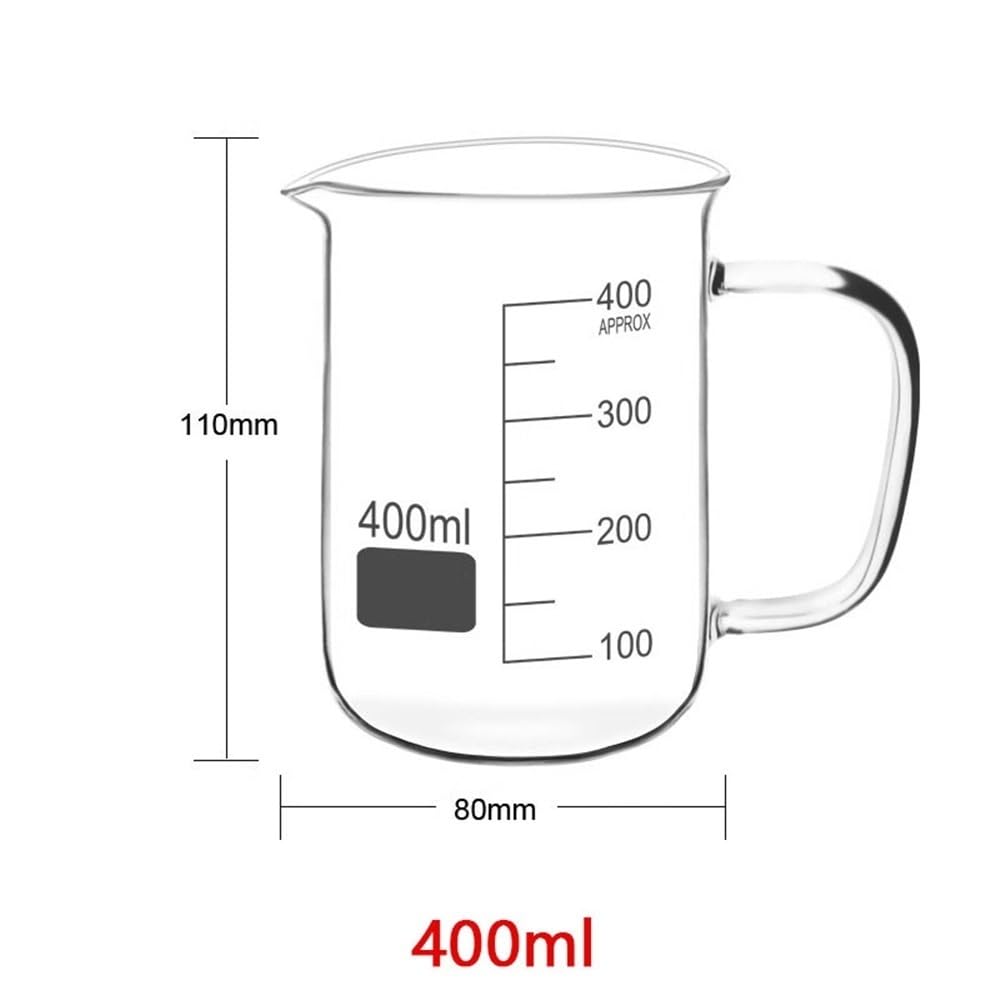 Szklana wysoka zlewka Wysoka zawartość laboratoryjnego szkła borokrzemowego Kuchenna miarka z uchwytem 50-1000 ml(400ml 1pcs)
