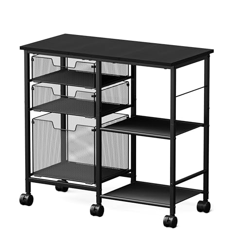 Sbanmao 3 Drawers Rolling File Cabinet with Open Storage Shelf, Under Desk Storage, Hanging File...