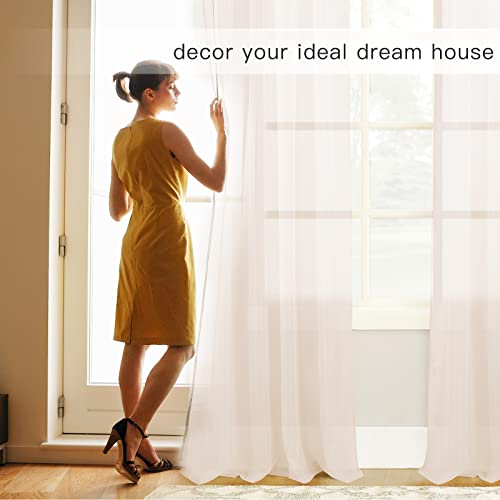 Tony's Collection Baby Pink Sheer Curtains 84 Inch Length 2 Panels Set Voile Window Treatment Rod Pocket Curtain Panels For Living Room Girls Bed Room Kids Room Kitchen(34X84 Inch, Pink,2 Panels) #TOP5