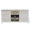 Rebecca Mobili Commode Multi-Usage en Blanc, Banc de Rangement Blanc en Bois, 3 Tiroirs 2 Portes, Bois de Paulownia, Shabby Chic, Salon Entree – Dimensions: 44 x 90 x 34 cm (HxLxL) – Art. RE4218