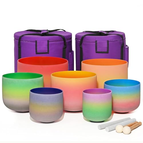 440HZ 6"-12" Set of 7 PCS Quartz Rainbow Crystal Singing