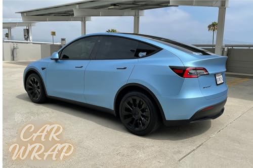 Image of WALLMATE Forsty Blue Car Sticker Self Adhesive Bubble Free Vinyl Wrap for Car, Scooty, Cycle, Bike and Other Vihicle Interior & Exterior Decoration (Frosty Blue Metallic, 20X120 in)