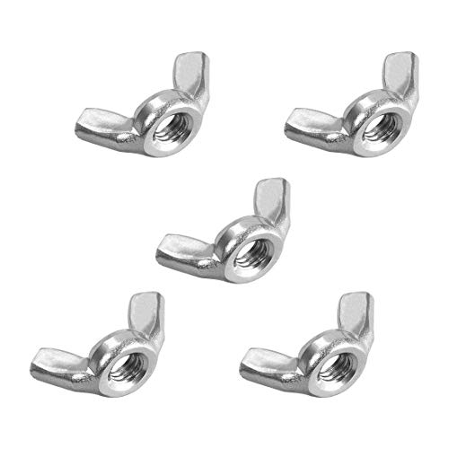 M6 - Dadi per orecchie, acciaio inox 201 mano, torsione, serraggio, dado a farfalla orecchio, 5 pezzi