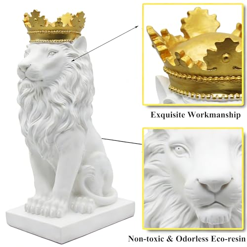 Estatua León Blanco 15'' LANKIN Escultura Decorativa miniatura 2