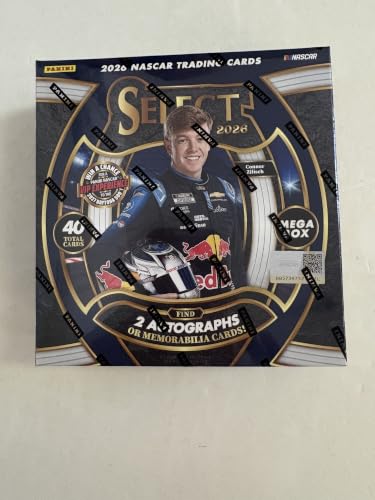 2026 Panini Select Racing Retail Mega Box NASCAR Trading Cards | 40 Cards Per Box | Exclusive Ice Prizms | Rookie Cards | SSP Artistic Selections Inserts