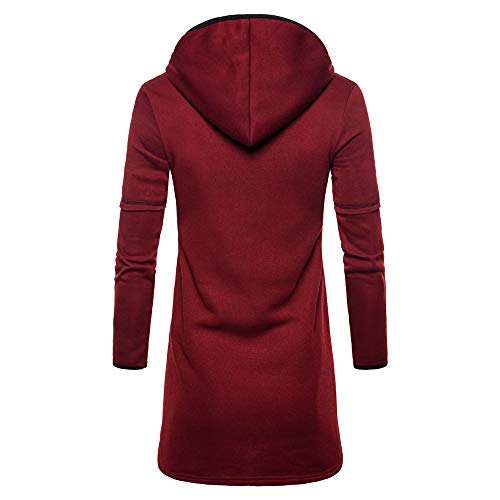 RTRDE Mens Coat Long Hooded Cardigan Shawl Collar Lightweight Open Front Overcoat with Pockets Hoodie Jacket, M-2XL3