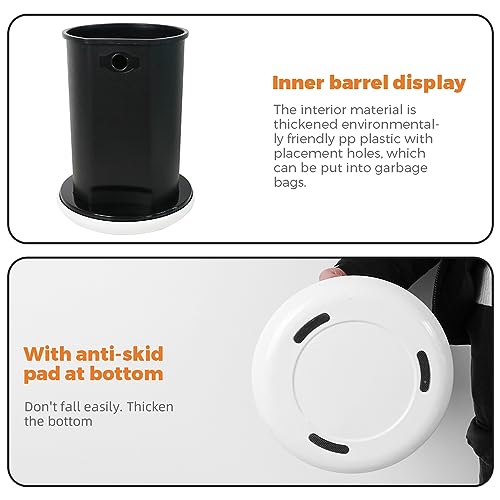 Image of 10L /2.6 Gallon Metal Trash Can,Conical Garbage Can with Top Opening for Bathroom,Bedroom,Hotel,Kitchen,RV (White)