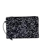  Clutch - Blanco y negro - Bolso de mano hecho a mano en tela vaquera y algodón, con asa de muñeca en piel