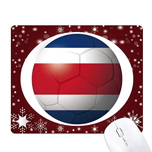Tapis de souris drapeau Costa Rica et flocons de neige pour fans de football