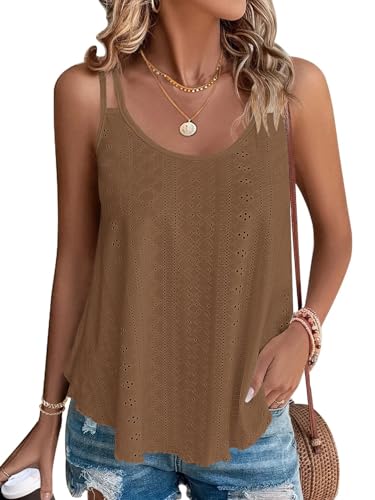 WNEEDU Damen Tank Tops Sommer Spaghetti Cami Oberteile Ärmellose...