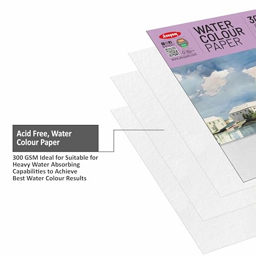 Image of Anupam Professional Watercolour Paper | A6 (15X10CM) 300 GSM Cold Pressed Paper |Acid-Free 40 Sheets | Ideal for Artist, Professional Drawing, Painting Dry & Wet, Fine Art, School, Students