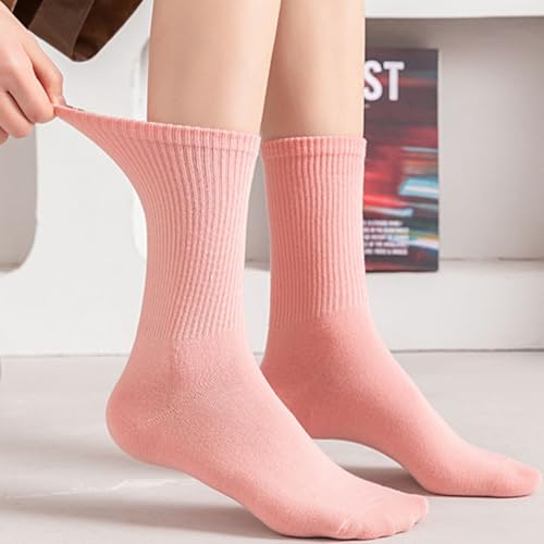 Image of Womens Colorful Basic Sock -Unique Knit Cotton Crew Socks 3 Pack