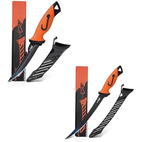 Golden Bird 9'' Fish Fillet Knife & 5'' Bait Knife with Sheath Cover