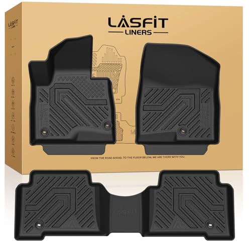 LASFIT Floor Mats for Hyundai Santa Fe Sport 2018 2017 2016 2015 2014 2013, All Weather TPE Custom Fit Floor Liners 1st & 2nd Row Car Mats Accessories, Black