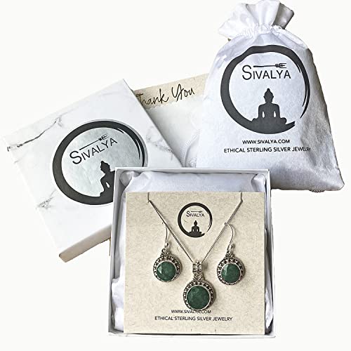 image for Sivalya AURORA Emerald Jewelry Set in Sterling Silver - Natural Green 