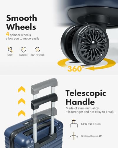 Lekesky Cabin Suitcase 55x35x22.5, TSA Lock Carry-On Luggage for EasyJet, British Airways, Jet2, Lightweight ABS Hard Shell, Blue - Image 4