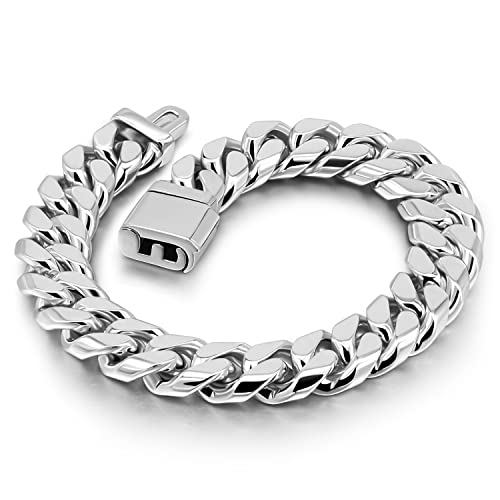 Men 925 Sterling Silver Solid Miami Cuban Link Chain Bracelet -10MM - 12MM- Curb Cuban Bangle 7