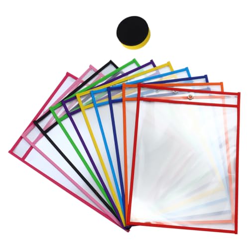 EXQUIMEUBLE 用ファイルポケット 製再利用可能ドライイレースドキュメントバッグ 耐水汚染防止 学校オフィス用 属ハトメ付き 持ち運び便利 学習