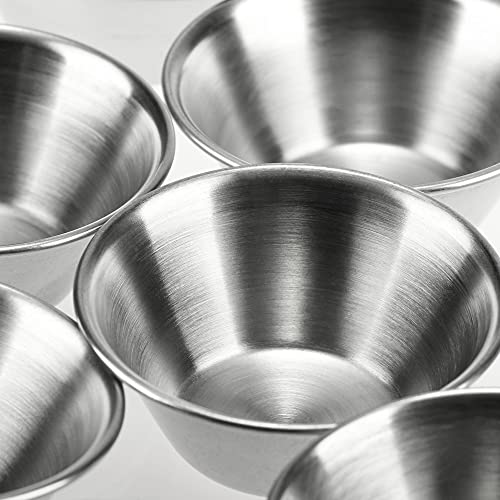 com-four® 16x Saucenschälchen Ø 6cm aus Edelstahl - kleine Schalen - Mini-Schüsseln für Saucen, Dips, Snacks - Gewürzschalen - rostfreie Metallschüsseln - Snackschalen - Dip-Servierschalen