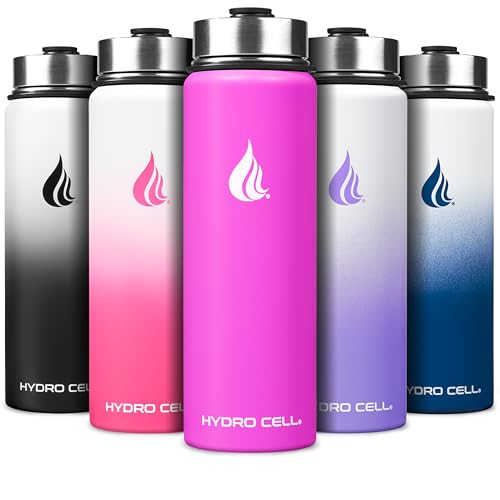 Image of HYDRO CELL Stainless Steel Insulated Water Bottle with Straw - For Cold & Hot Drinks - Metal Vacuum Flask with Screw Cap and Modern Leakproof Sport Thermos for Adults (Fuchsia 24oz)