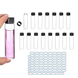 PATIKIL 50ml Clear Glass Vials, 15 Pack Sample Vials with Screw Cap Reagent Media Bottle with Labels Leak-Proof Liquid Sample Glass Vial for Lab Laboratory