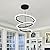 O'NEELDY Modern 3 Ring LED 52W Black Pendant Light with Irregular Ring Lights Adjustable Hanging Lamp for Dining Room Bedroom Kitchen Island Cafe