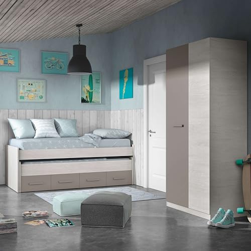Miroytengo Pack Muebles Dormitorio Juvenil Color Unisex Cama Nido Y Armario Somieres Incluidos