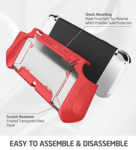 Mumba Case for Nintendo Switch OLED 2021 [Blade Series] TPU Grip Cover Protection Accessories Compatible with Nintendo Switch OLED and Joy-Con Controller (Red)