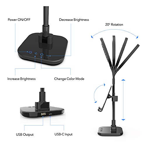 digipower LED Ringlicht Schreibtischlampe mit Smartphone- und Tablet-Halterung inkl. Akku, höhenverstellbar, für Videocalls am Arbeitsplatz und Home Schooling, schwarz, DP-WSH-PH6, weiß