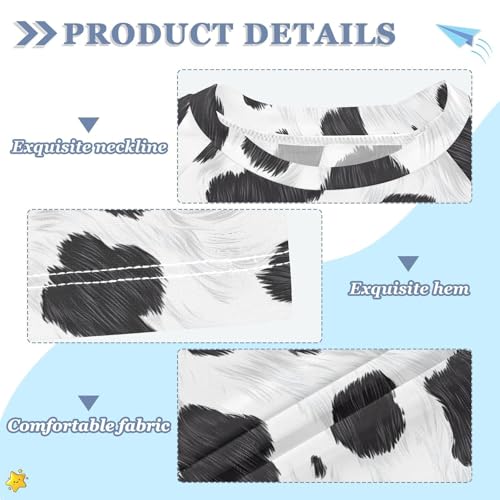 ALAZA Kids Rash Guard Girls Boys Toddler Swim Shirts Short Sleeve Cow UPF 50+ 3T3