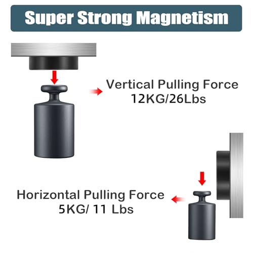 4 Stück Magnet Gummiert, 43mm Neodym Magnet Gummiert mit M4 Flacher Faden, Extra Stark 12 kg Haftkraft, Magnete Anti-Rutsch Starke Gummiert Magnete für Lichtleisten, Fahrzeuge