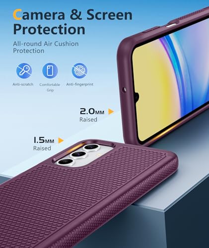 Image of FNTCASE for Galaxy A15-5G Phone Case - Samsung A15 5G Military Grade Drop Protection, 14ft Drop Tested, Screen Protector Included, Anti-Slip Textured, TPU+PC Dual Layer Shockproof Cover (Burgundy)