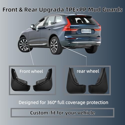 Image of No Drill Mud Flaps Compatible with Volvo XC60 2018-2025 Custom Fit All Weather Exterior Accessories