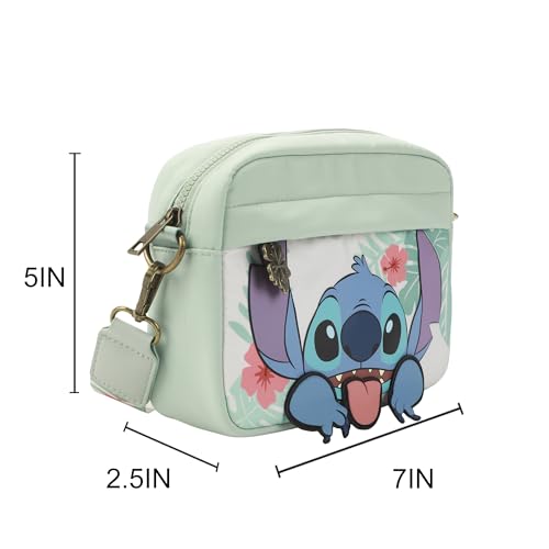 Bioworld Disney Stitch Floral Print Green 7" Crossbody Bag2