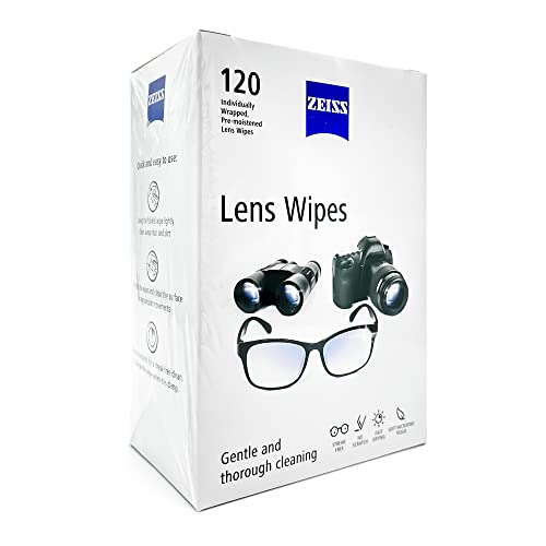 Zeiss Lens Cleaning Wipes, Pre-Moistened, Individually Wrapped Wipes For Coated Glass On Binoculars, Glasses, Sunglasses, Camera Lenses, And Scopes, 120 Count #TOP2