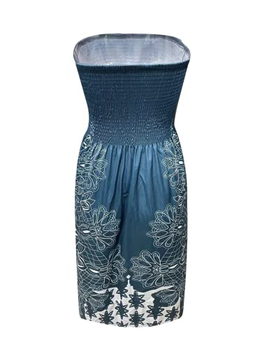 Image of Zyyfly Tube Top Dress Women Summer Beach Coverup Stretch Smocked Strapless Dress
