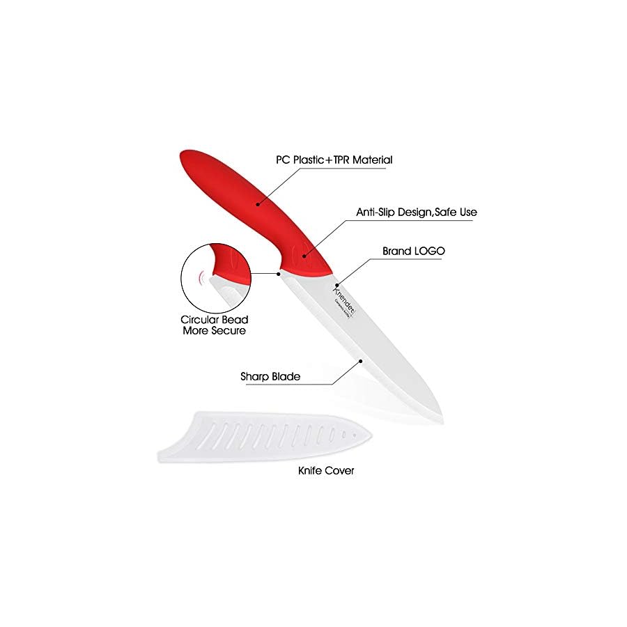 Knendet Ceramic Knife Set, 4 Piece Ultra -Sharp Professional Kitchen Chef Knives with Sheath Covers, Used for Cooking Vegetable Fruit and Bread