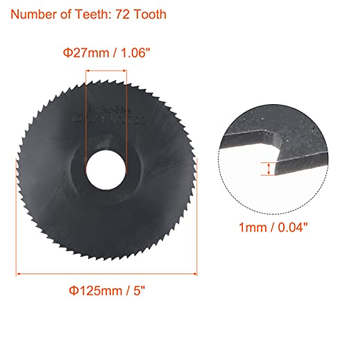 Uxcell Circular Saw Blade, 125Mm (5") Dia 1Mm Thick 72 Tooth, 6542 High Speed Steel (Hss) Nitriding Milling Cutter With 27Mm Arbor For Metal Wood Cutting #TOP1